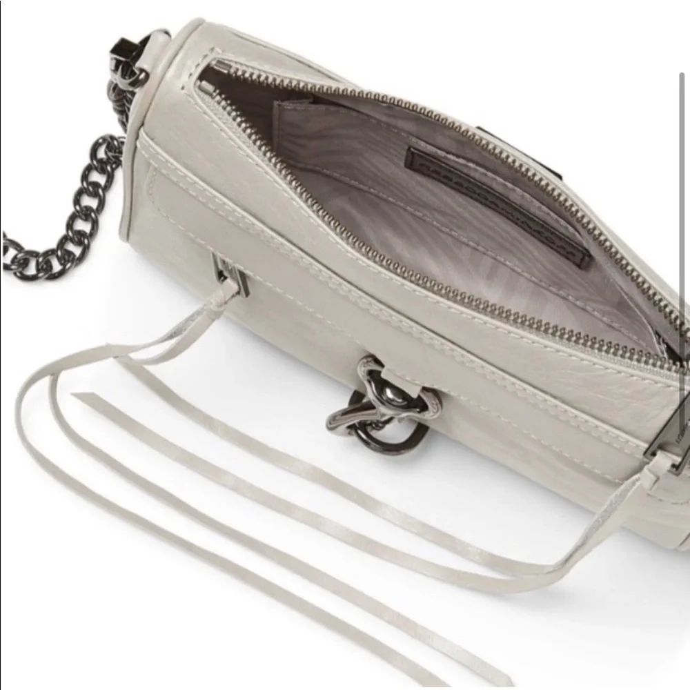 Rebecca Minkoff Crossbody Shoulder Bag Putty Gray Silver - Picture 3 of 6